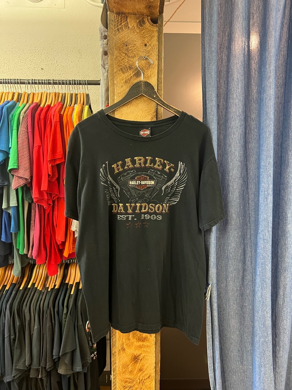Vintage Harley Davidson Edmonton Alberta Canada black T-shirt